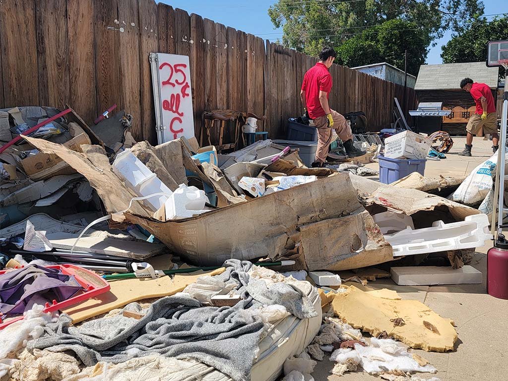 Hoarding cleanup in progress at a Bakersfield, California home